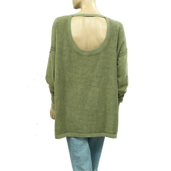 Free People Midnight Drift Pullover Sweatshirt Top Cotton Cutout M New 283945 - Picture 3 of 4